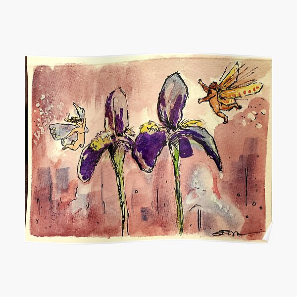 Fairies in the Iris Garden Poster