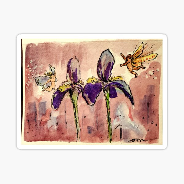 Fairies in the Iris Garden Sticker