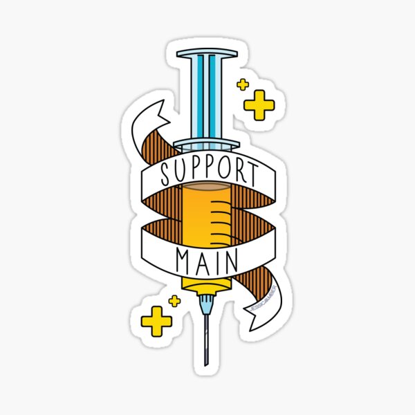 Support Main | Gamer Art FPS RPG | Doctor Syringe and Banner | Yellow Blue Sticker