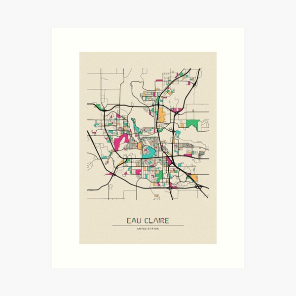 Item preview, Eau Claire, Wisconsin Street Map designed and sold by A Deniz Akerman.