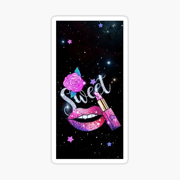 Stylish Pink Glitter Lips Sticker For Sale By Mubarakaak Redbubble 