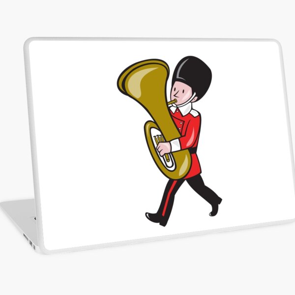 Brass band member playing tuba cartoon Royalty Free Vector