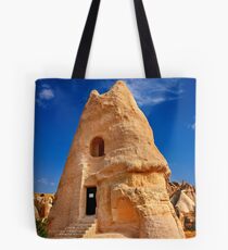 The peculiar church of El Nazar in Cappadocia Tote Bag