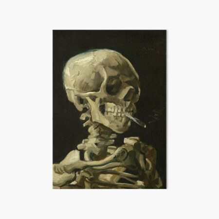 Skull of A Skeleton With A Burning Cigarette Art Board Print