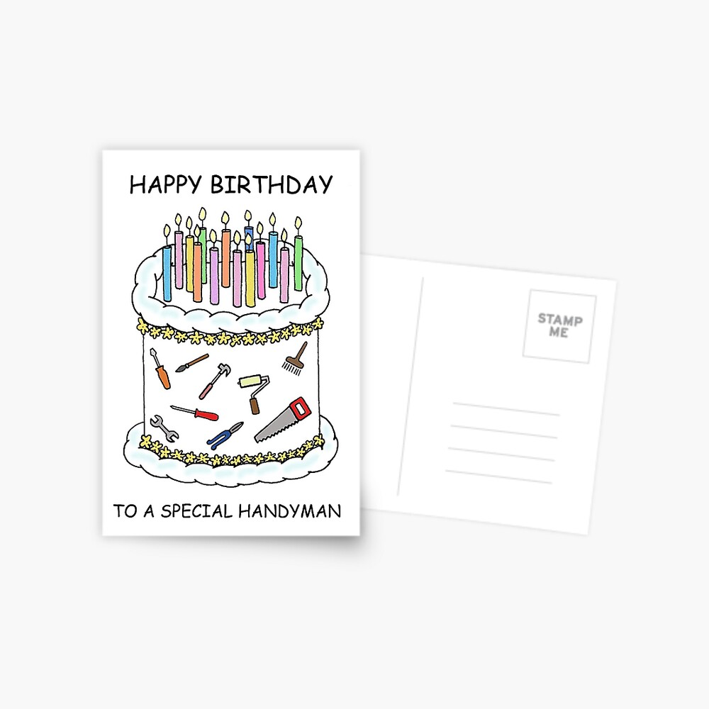 Carte De Vœux Joyeux Anniversaire A Bricoleur Gateau Et Bougies Par Katetaylor Redbubble