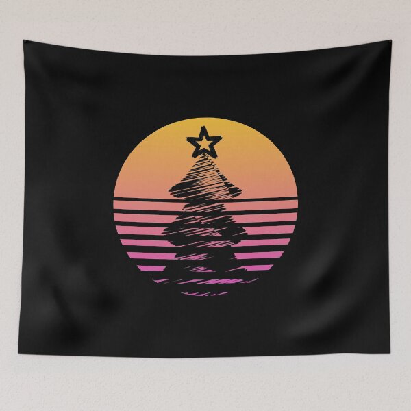 Item preview, Merry Christmas tree sunset 80s designed and sold by NerdySherds.