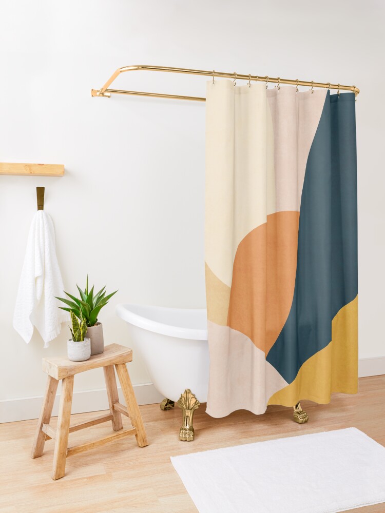 Thumbnail 3 of 5, Shower Curtain, Colorful mid century sunset designed and sold by Miss-Belle.