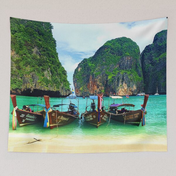 Item preview, The Beach Phi Phi Island Boats designed and sold by GhostGumDesigns.
