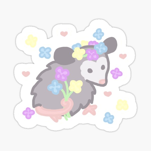 Item preview, opossum baby with flower crown and bouquet designed and sold by Lindsey Sheets.