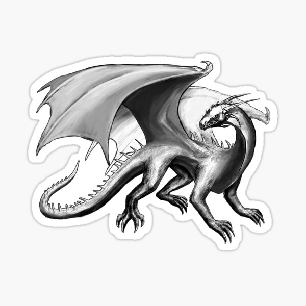 Black and White Dragon Sticker