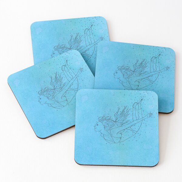 Item preview, Natula & Water - girl diving into blue / aquamarine water, simple illustration designed and sold by Natasha Kolton.