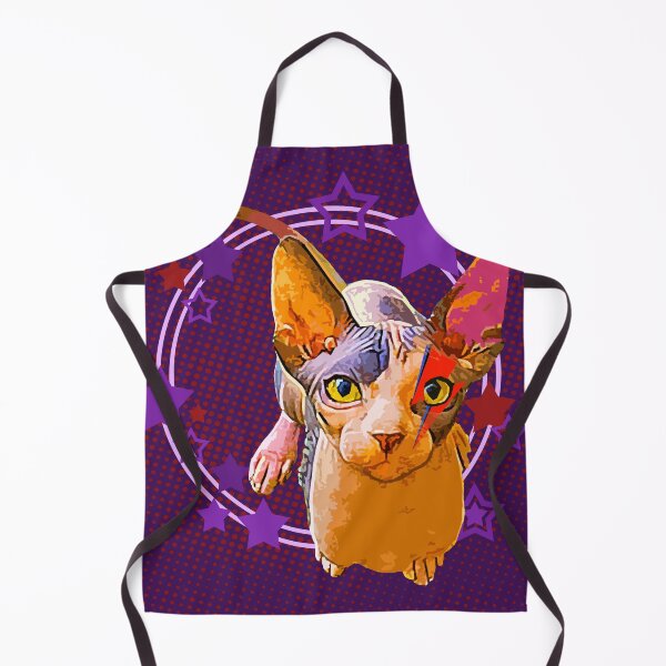 Item preview, "Sphynxy Stardust" Kitten Cat Kitty Feline Stars Lightning Bolt Purple Red Geomtric designed and sold by CanisPicta.
