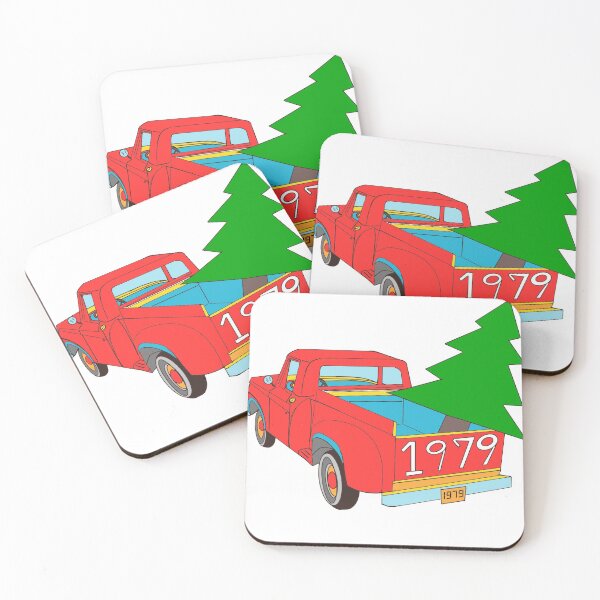 Aperçu de l'œuvre Camionnette rouge avec arbre de Noël créée et vendue par Grafititee.