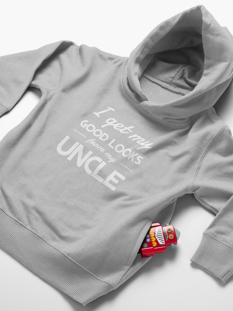 Alternate view of I get my good lucks from my uncle Toddler Pullover Hoodie