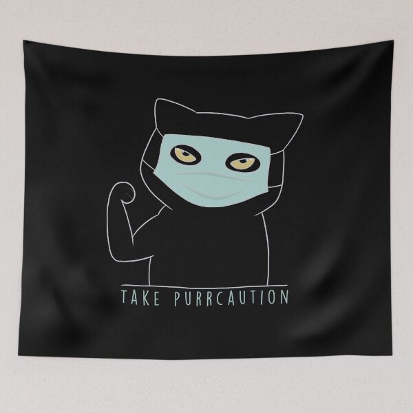Item preview, Funny Take Purrcaution Cat Wearing Face Mask designed and sold by Think-Kitten.
