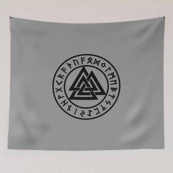 Aperçu de l'œuvre Valknut, Odin, nœud de Wotan, runes de Futhark, cœur de Hrungnir créée et vendue par nitty-gritty.