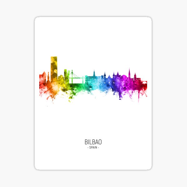 Vista previa del artículo con la obra «Bilbao Spain Skyline», diseñado y vendido por ArtPrints.