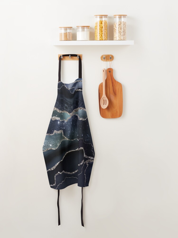 Alternate view of Glamour Night Black Milky Way Marble Galaxy I Apron