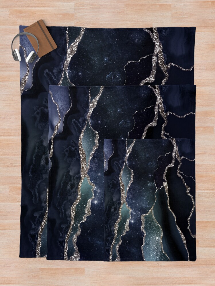 Alternate view of Glamour Night Black Milky Way Marble Galaxy I Throw Blanket