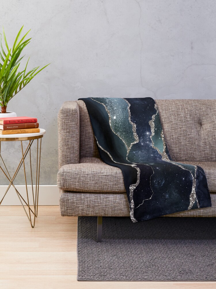 Alternate view of Glamour Night Black Milky Way Marble Galaxy I Throw Blanket