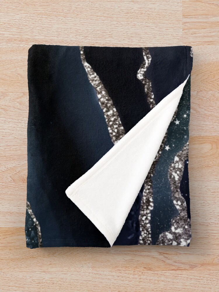 Alternate view of Glamour Night Black Milky Way Marble Galaxy I Throw Blanket
