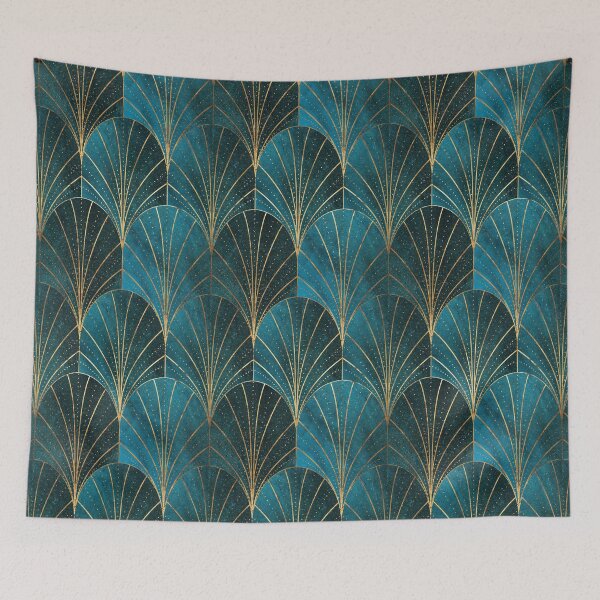 Item preview, Art Deco Waterfalls // Textured Teal designed and sold by The Wellington Boot.