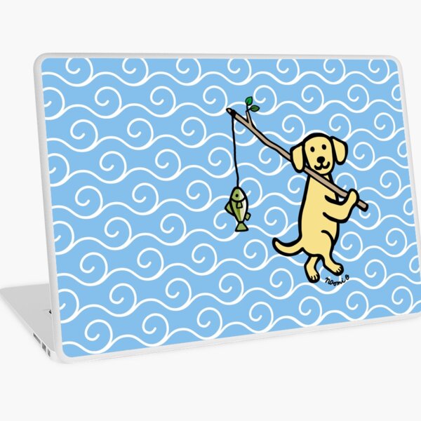 Yellow Labrador Retriever Fishing Laptop Skin