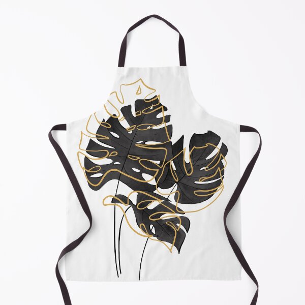 Item preview, black monstera leaves with gold line minimal designed and sold by MartaOlgaKlara.