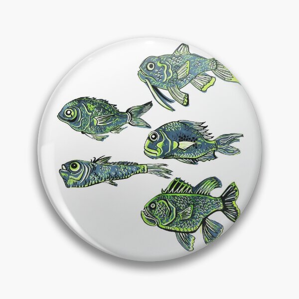 Item preview, Green fishes, illustrated sealife designed and sold by Space Pug.