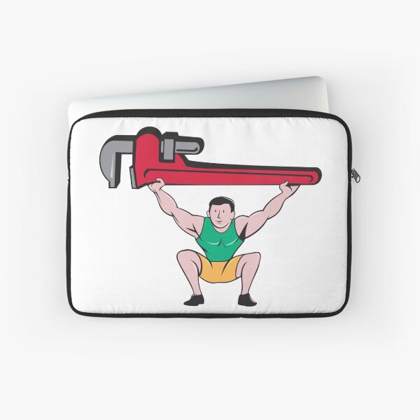 Item preview, Plumber Weightlifter Lifting Monkey Wrench Cartoon designed and sold by patrimonio.