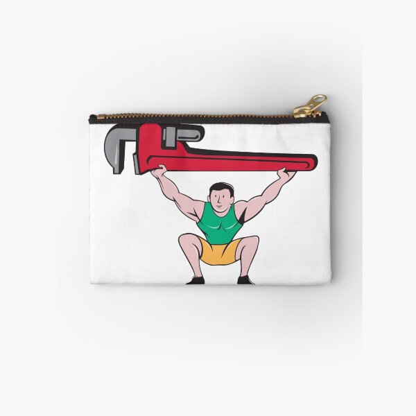 Item preview, Plumber Weightlifter Lifting Monkey Wrench Cartoon designed and sold by patrimonio.