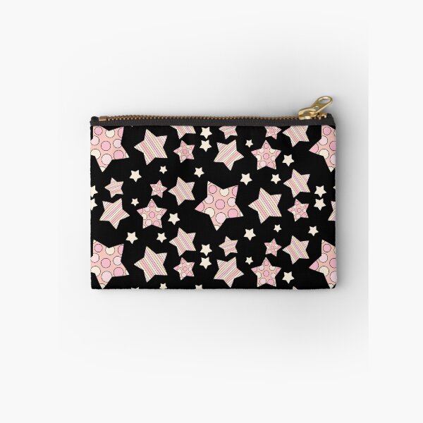 Item preview, Star Pattern Polka Dots and Stripes (Pink) Black Background designed and sold by C-ArtDesign.
