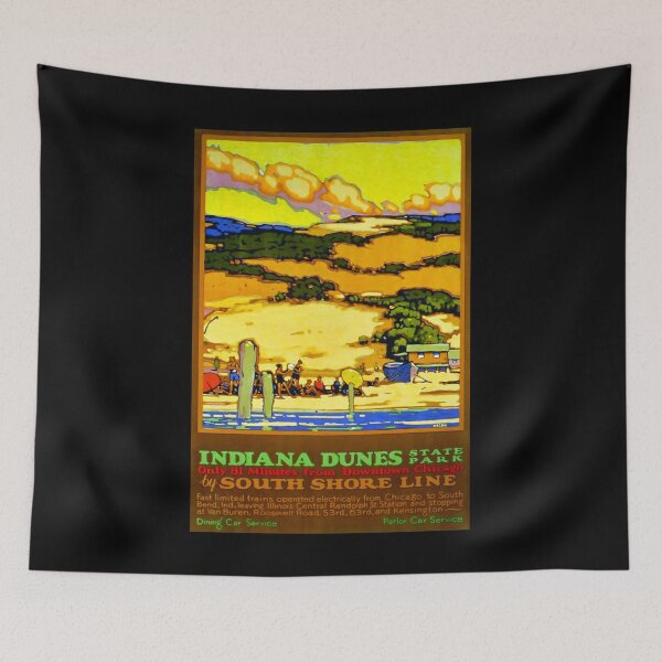 Item preview, Indiana Dunes retro poster designed and sold by CorasPosters.