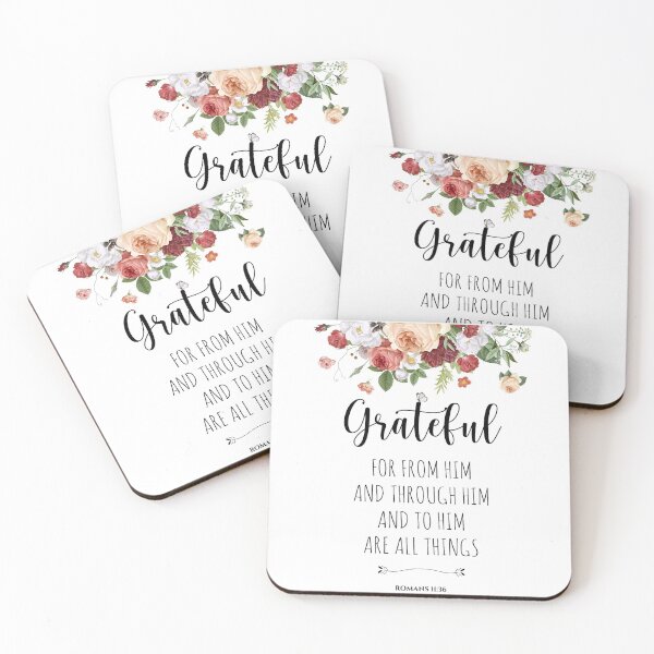 Item preview, GRATEFUL - Floral Bible Verse Romans 11:36 designed and sold by KA DESIGNS.
