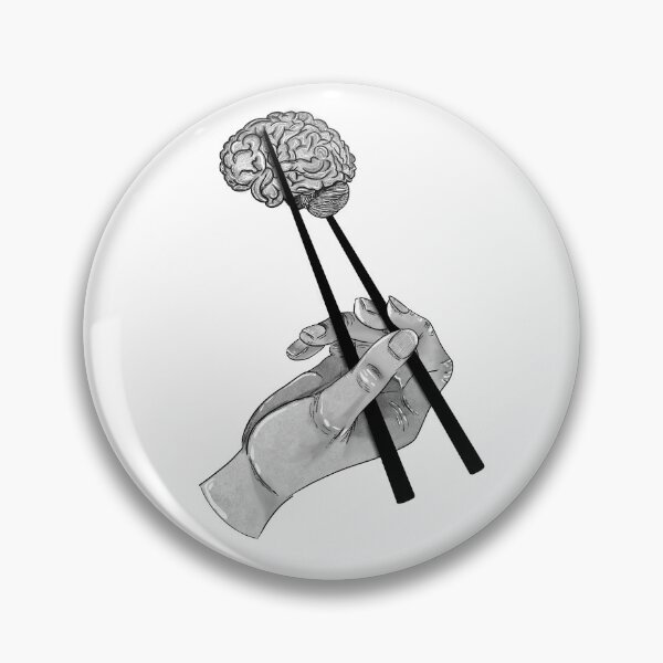 Item preview, Monochromatic hand holding black Chopsticks with Brain designed and sold by emassketches.