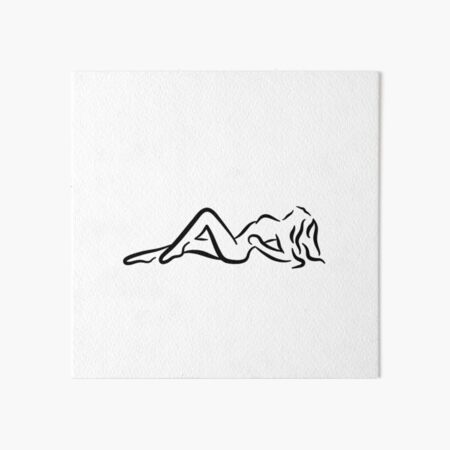 Sunbathing Lady Minimalist Line Drawing Art Board Print