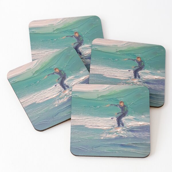 Item preview, Rolling with it surfer on surf board designed and sold by Liz HL Art Shop.