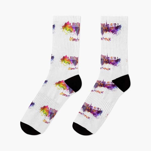 Item preview, Montreux skyline in watercolor splatters designed and sold by paulrommer.