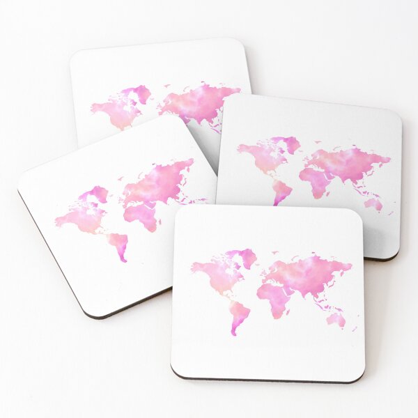 Item preview, Pink Watercolor World Map designed and sold by PanyaCreative.