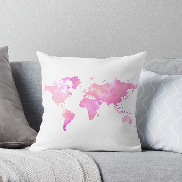 Item preview, Pink Watercolor World Map designed and sold by PanyaCreative.