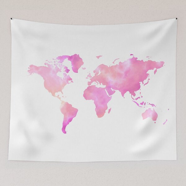 Item preview, Pink Watercolor World Map designed and sold by PanyaCreative.