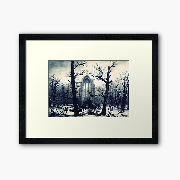 Monastery Graveyard under Snow by Caspar David Friedrich Framed Art Print