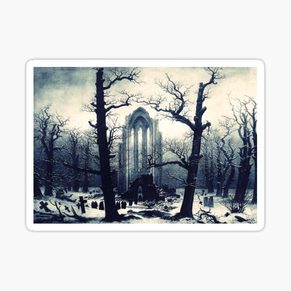 Monastery Graveyard under Snow by Caspar David Friedrich Sticker