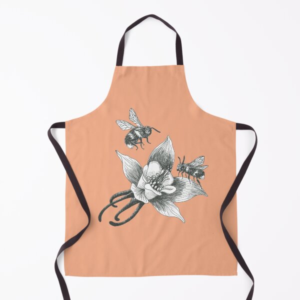 Item preview, honey bees and wild flowers on apricot background designed and sold by EllenLambrichts.