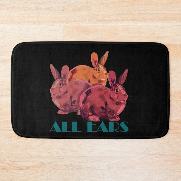Item preview, Three colorful rabbits on the black background, all ears. designed and sold by korasi.