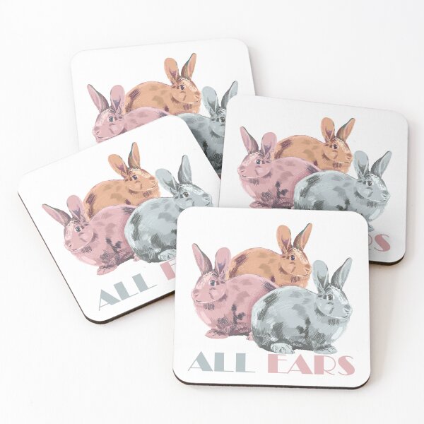 Item preview, Three colorful rabbits on the white background, all ears. designed and sold by korasi.