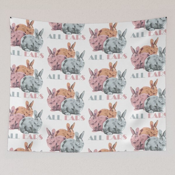Item preview, Three colorful rabbits on the white background, all ears. designed and sold by korasi.