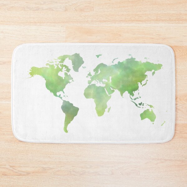 Item preview, Green Watercolour World Map designed and sold by PanyaCreative.