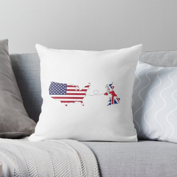 USA - UK | Long Distance Love Throw Pillow