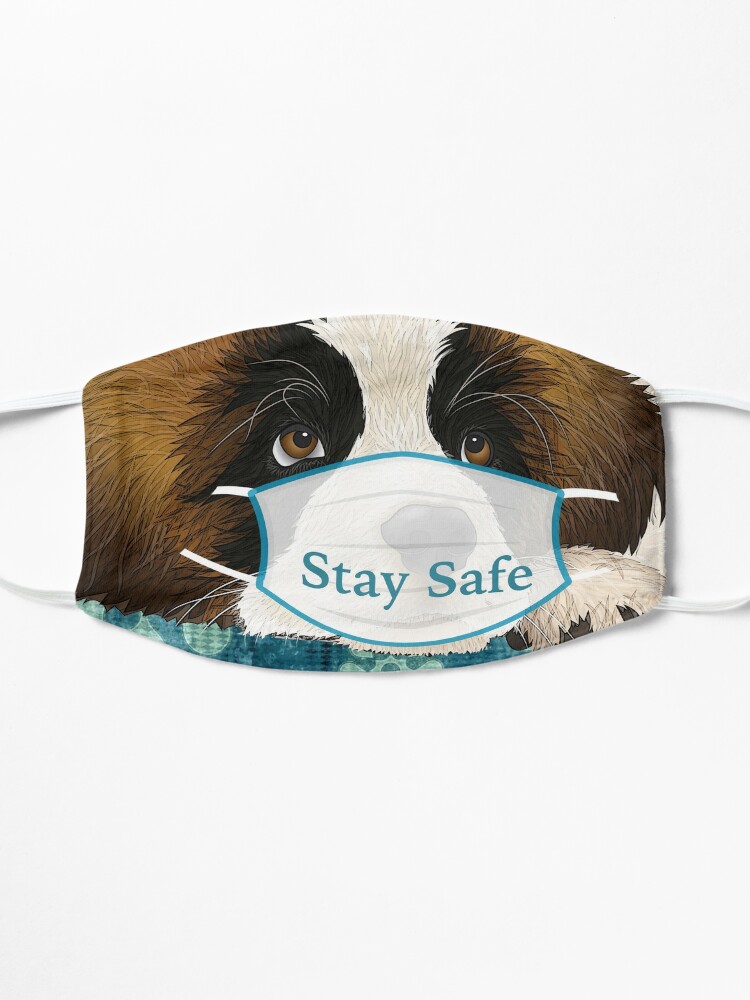 Thumbnail 3 of 5, Mask, Saint Bernard Stay Safe Mask designed and sold by Christine Mullis.